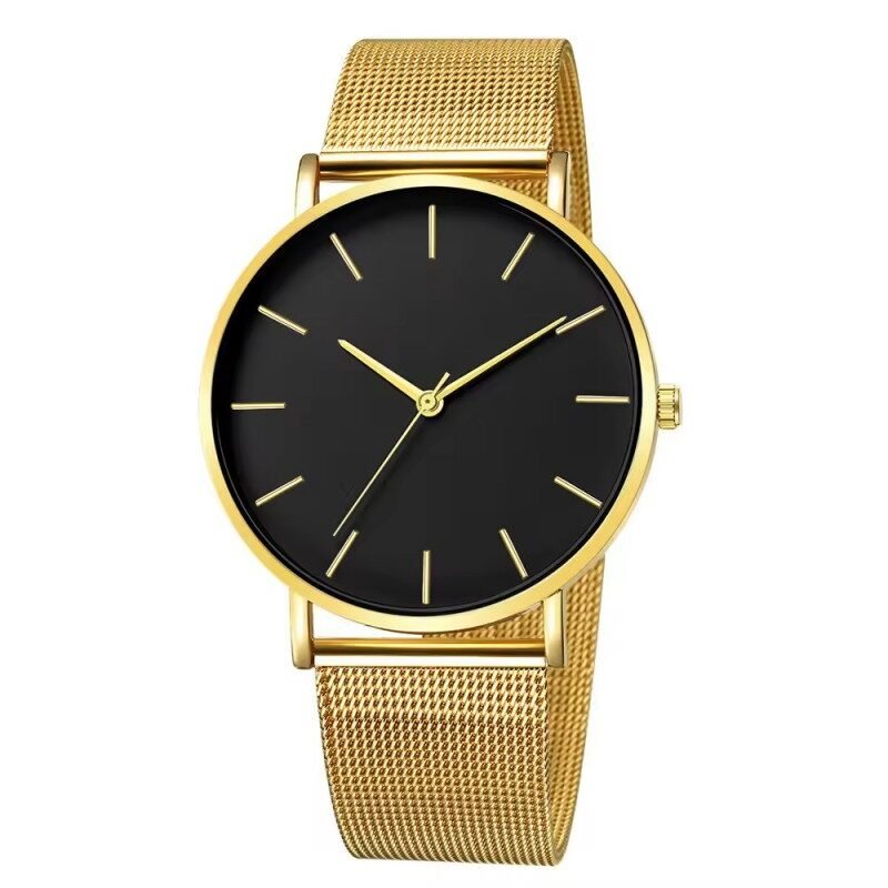 Hot Selling No logo Simple Thin Wristwatch Casual Mesh Strap Quartz Boys Watch Gift Men Stainless Steel Band Cheap Watch