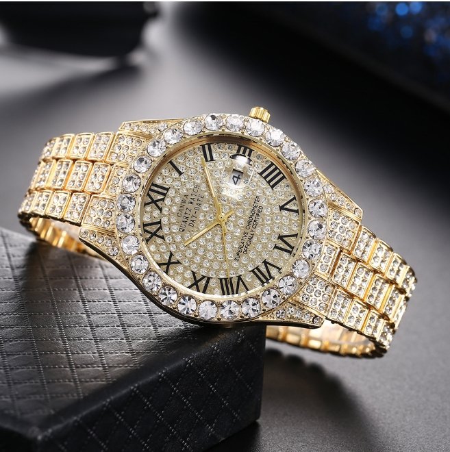 Rhinestone steel strip full diamond watch